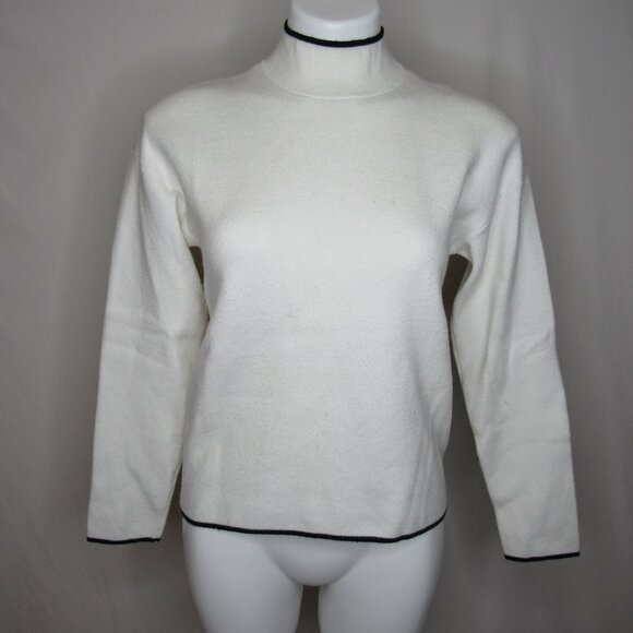 Anthropologie White LIZZIE Mock Neck Knit Sweater Women's XS XSmall - Picture 1 of 8